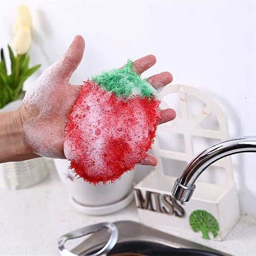 Miniatura 6 de Esponja para platos almohadilla reutilizable para fregar en forma de fruta esponja suave limpiador de platos antiarañazos herramienta de cocina