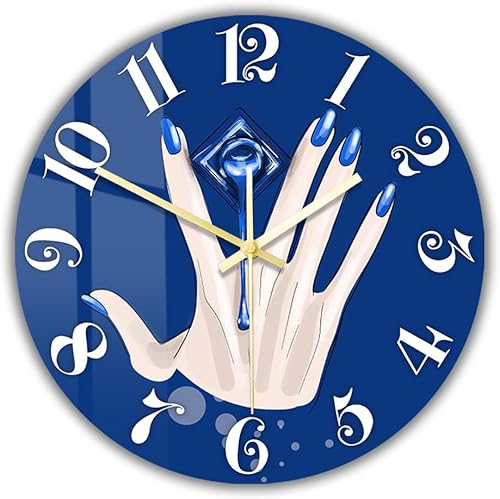 Miniatura 16 de Reloj de pared de salón de uñas de 12 pulgadas, nombre personalizado, regalo de técnico de uñas, reloj de pared silencioso sin tictac, funciona con