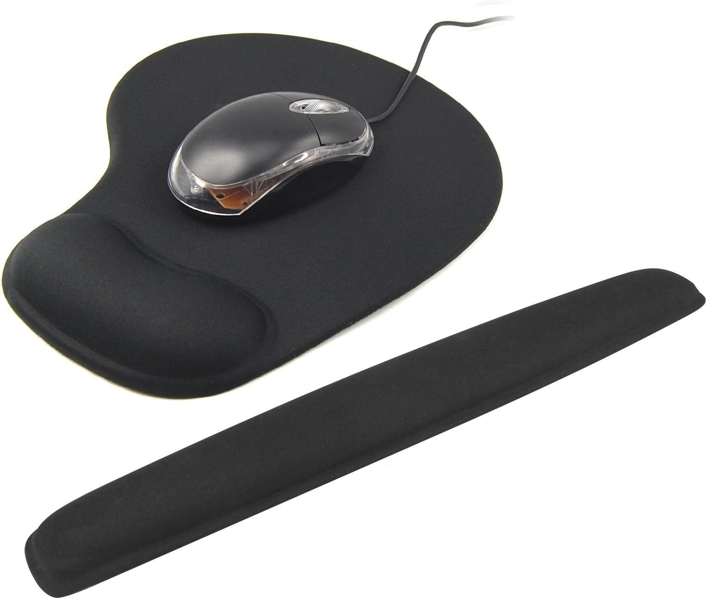 TRIXES Keyboard Wrist Support & Mouse Mat Set Gel Filled Cushion (Black