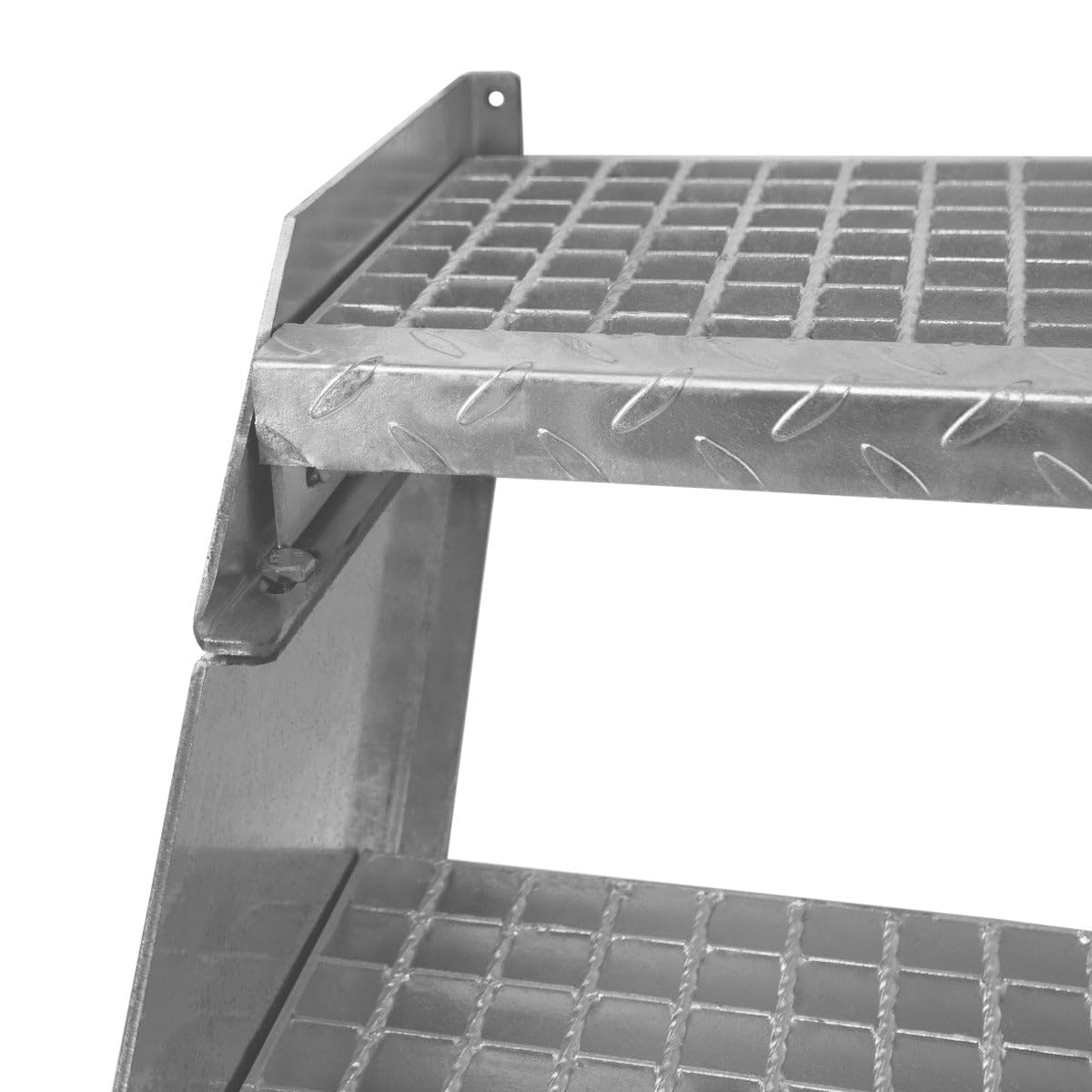 Scale in metallo aggiuntivo regolabile in altezza 90 cm Argento Acciaio zincato 2 gradini componibili Griglia resistente alle intemperie Spessore asta 5 mm Kit di fissaggio GRATUITO