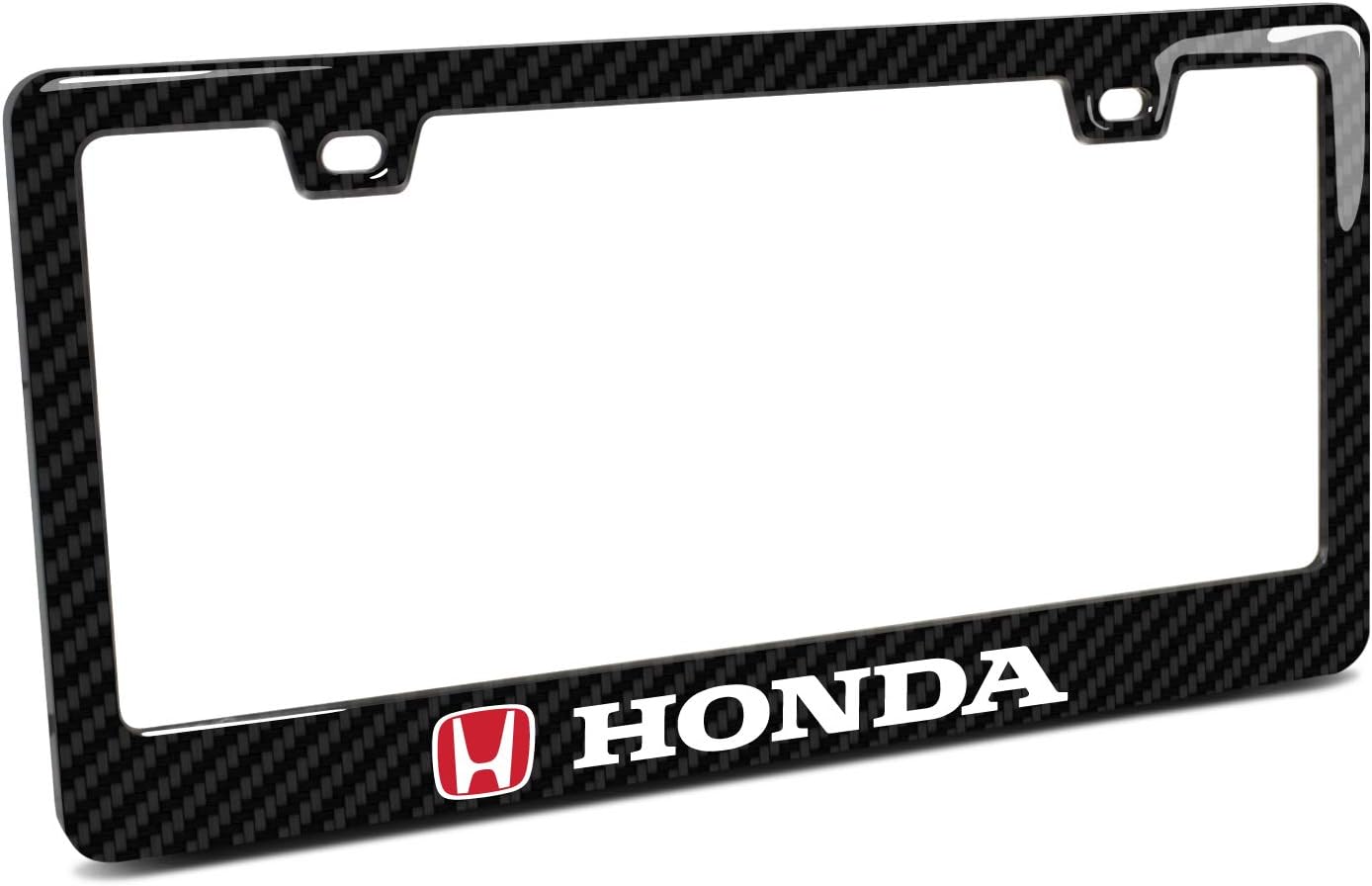 iPick Image for Honda Logo in Red Black Real Carbon Fiber Finish ABS Plastic License Plate Frame