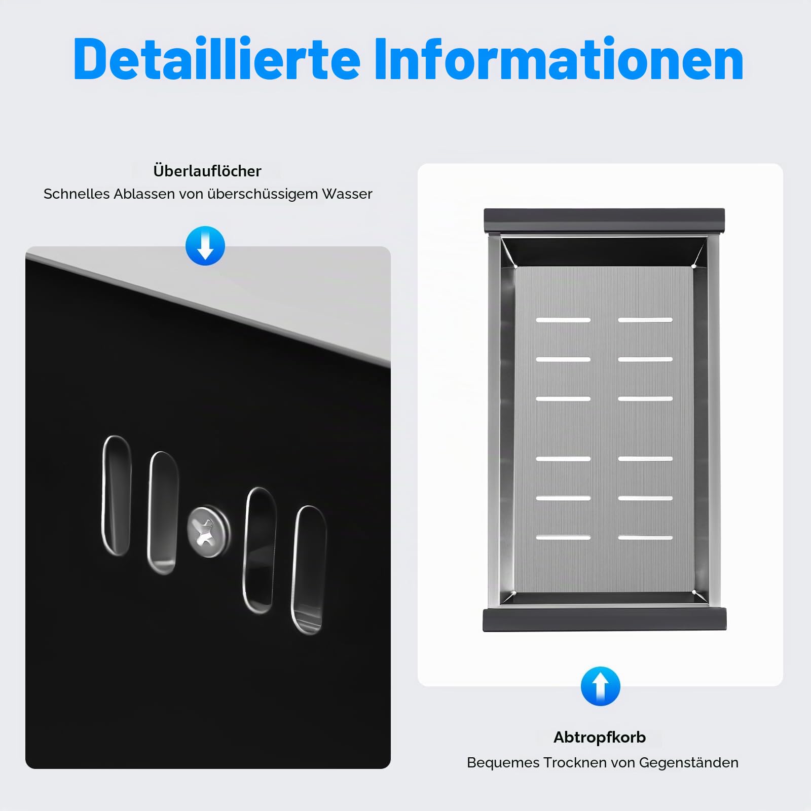 304 EdelstahlspüLe Moderne KüChenspüLe Doppelspülbecken mit Nanobeschichtung für Unterbau und Aufbau - Großes tiefes Spülbecken Set inklusive Armatur und Seifenspender mit Schalldämmung
