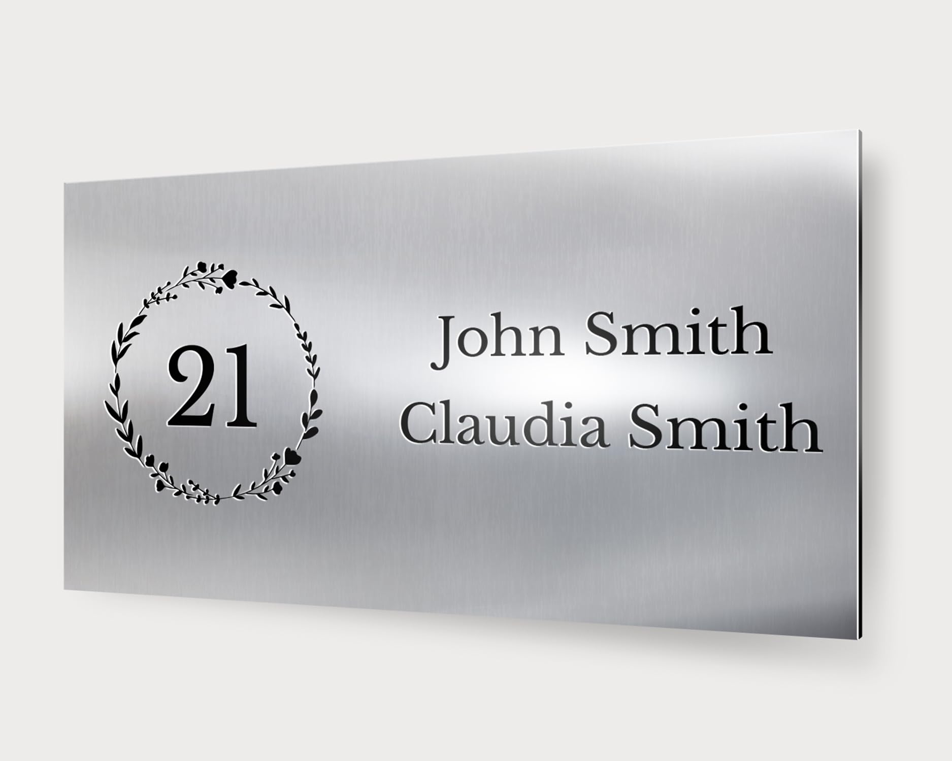 LIENZODECOR Engraved Mailbox Plaque 12.5 x 5 cm | Plastic with Metallic Aluminium Effect | Home Decoration