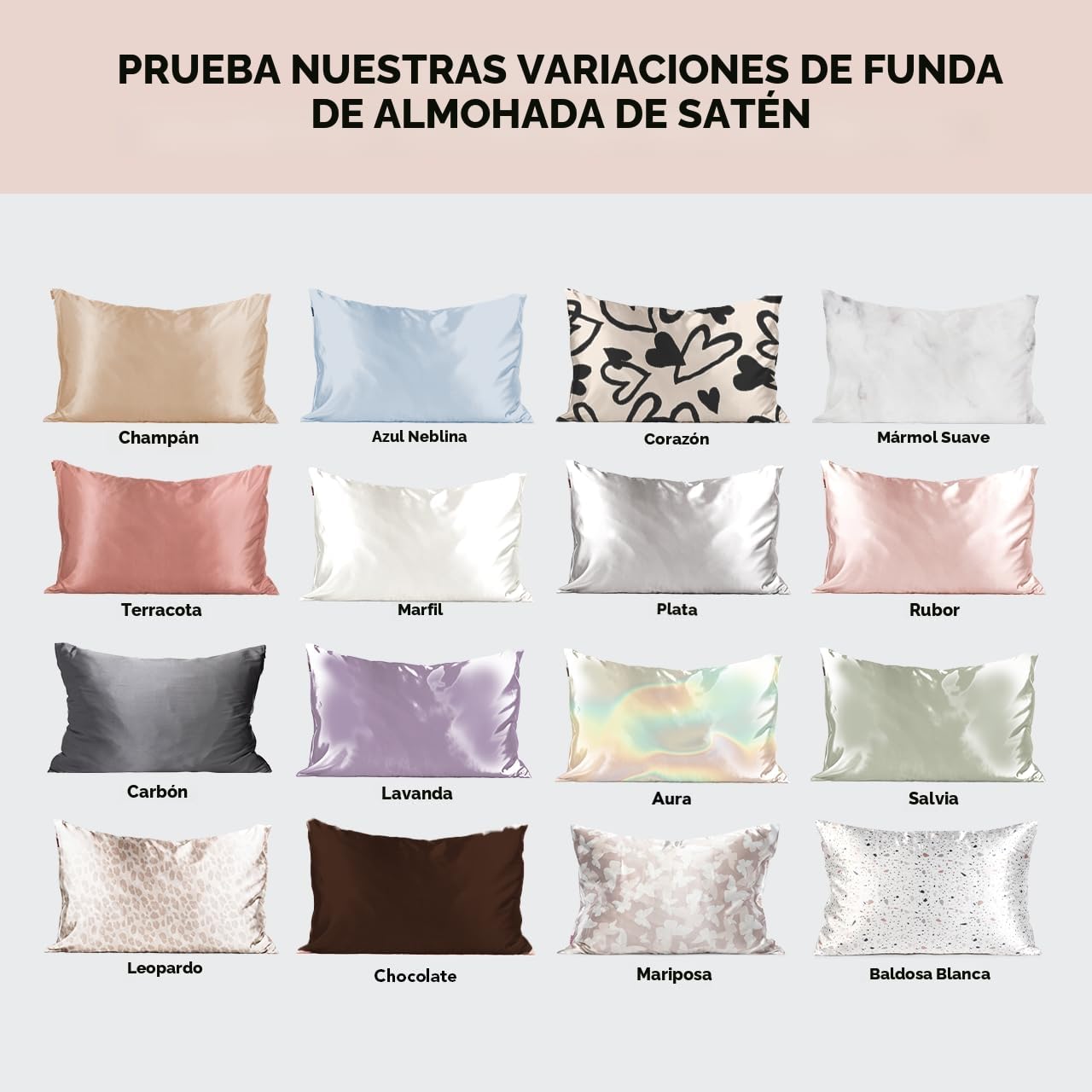 Kitsch Funda de Almohada refrescante de 100% satén con Cremallera, más Suave Que la Seda, Ideal para el Cabello y la Piel (King, 2 Paquetes, Rubor)