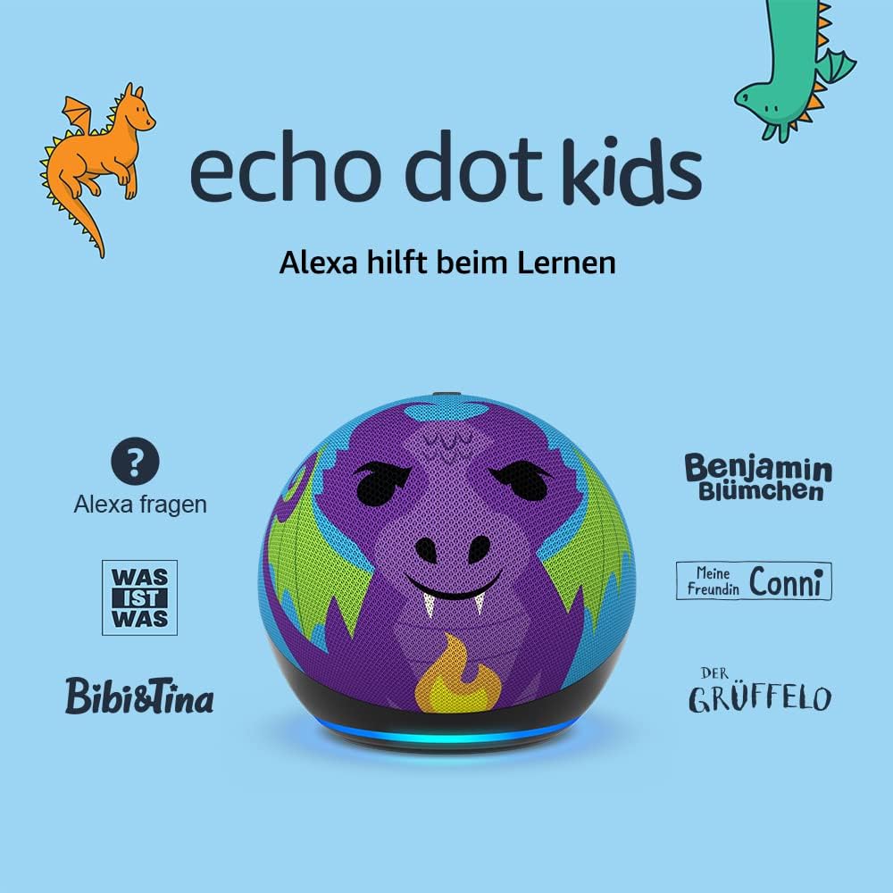 Echo Dot Kids (5. Gen., 2022) in Drachen-Design - Smarter Lautsprecher für Kinder Photo 1