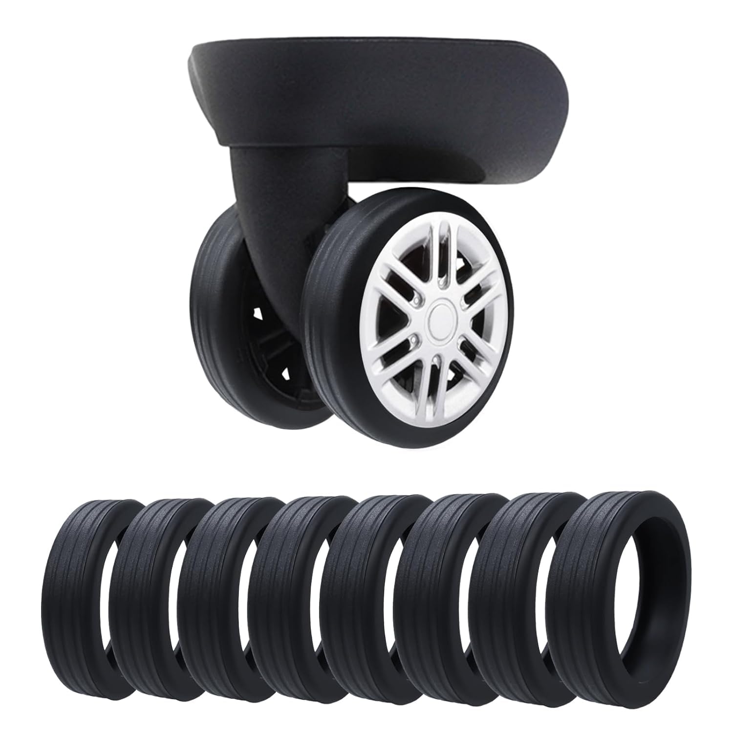 rp mall Luggage Wheel Silicone Protector Cover 16PCS Trolley Wheel Cover Silicone Shock Absorption Wheel Cover for Trolley Bag Suitcase Wheel Cover Silicone Spinner Wheel Bag/Chair (16pc)-picture-51