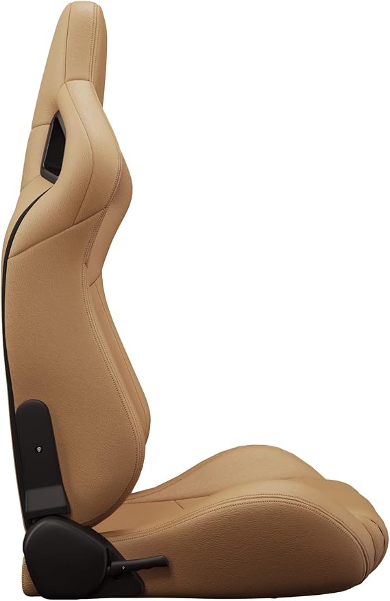 2 Pcs Car Racing Seats, PVC Leather Bucket Seats, Sports Seats, Beige
