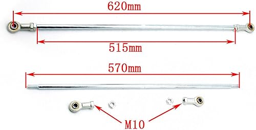 Miniatura 3 de Para 168CC ATV Go Kart Quad Carro Volante Asamblea de Volante, Rack de engranajes de volante delantero Eje Barra de acoplamiento Kit de rótula Kit