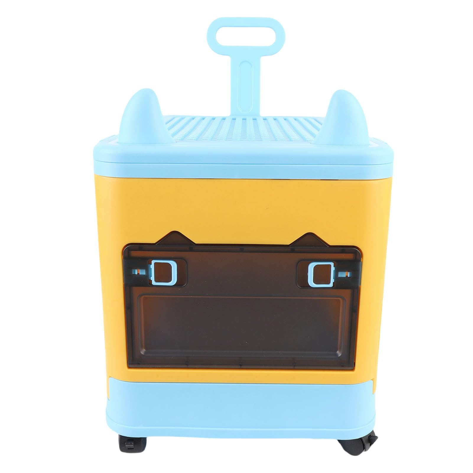 Rosvola Baúl para Juguetes con Ruedas, Almacenamiento Multifuncional de Juguetes para Niños, Libros y, Diseño Resistente (azul amarillo)