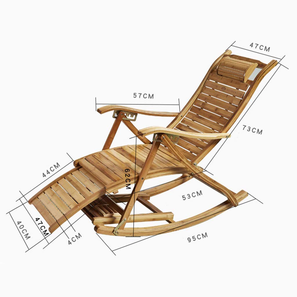 N / A Silla Gravedad CeroSilla Plegable, Tumbonas Ajustables, Silla de Ocio de Bambú con Carácter Fu, Tumbona, para Jardín de Jardín con Balcón Mecedora(Color:estilo2)