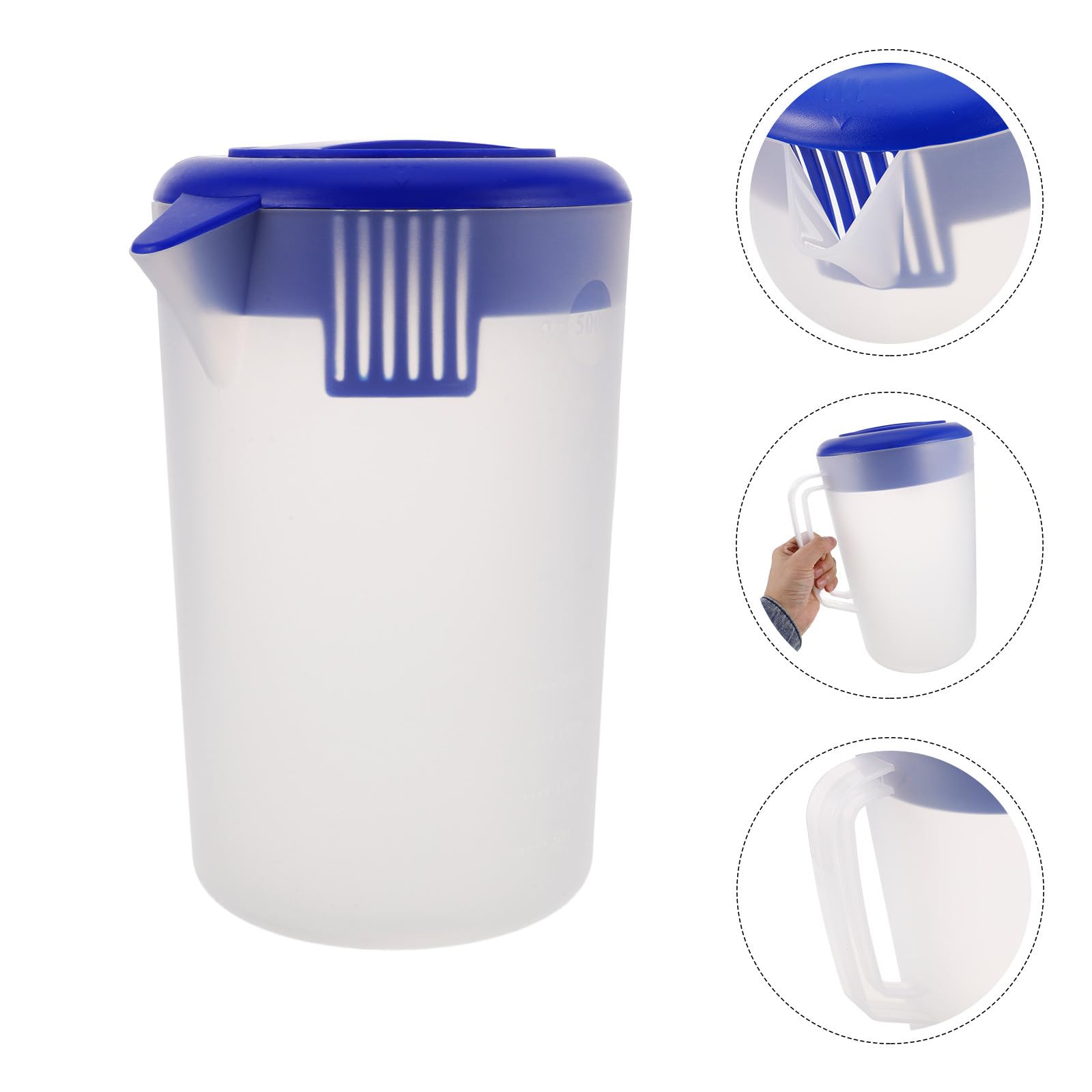 Brocca D’acqua in Plastica Opaca da 5 Litri con Coperchio e Maniglia Comoda, Brocca Multiuso per Ristoranti, Bar e Uso Domestico, per Tè, Succhi e Bevande Fredde