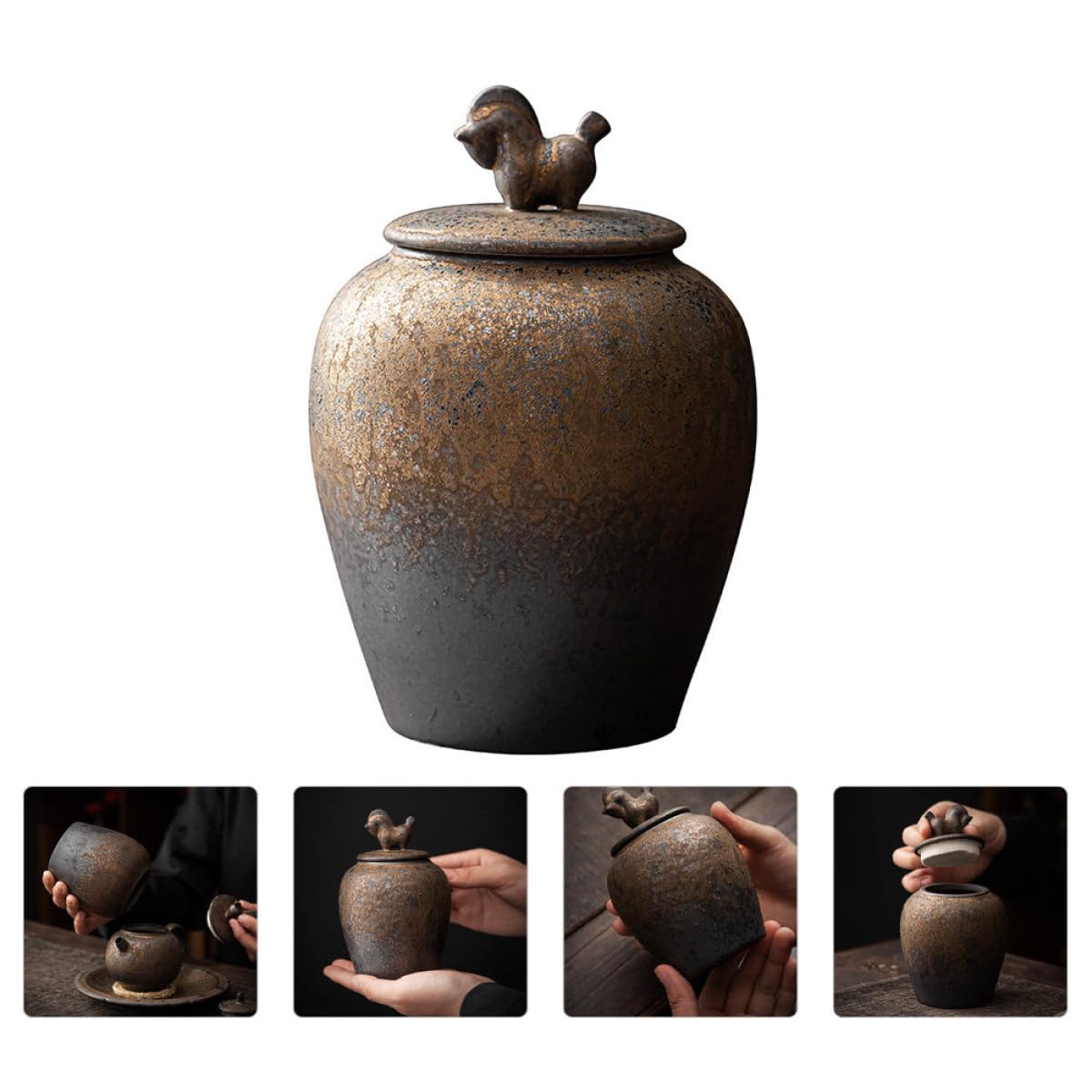 Ipetboom Tarro Estable, Diseño Elegante para Almacenar Té de Cerámica Cierre Hermético, Recipiente para Té para Uso Doméstico