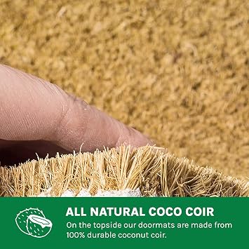 Envelor Coco Coir Doormat, Handwoven Welcome Mat - 18 x 30 x 0.5 Inches - Non-Slip, Seaside Shells