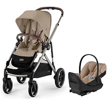 Bundle of CYBEX Gazelle S Stroller - Taupe Frame with Almond Beige Seat + CYBEX Cloud G Pro Comfort Extend Infant Car Seat - Almond Beige