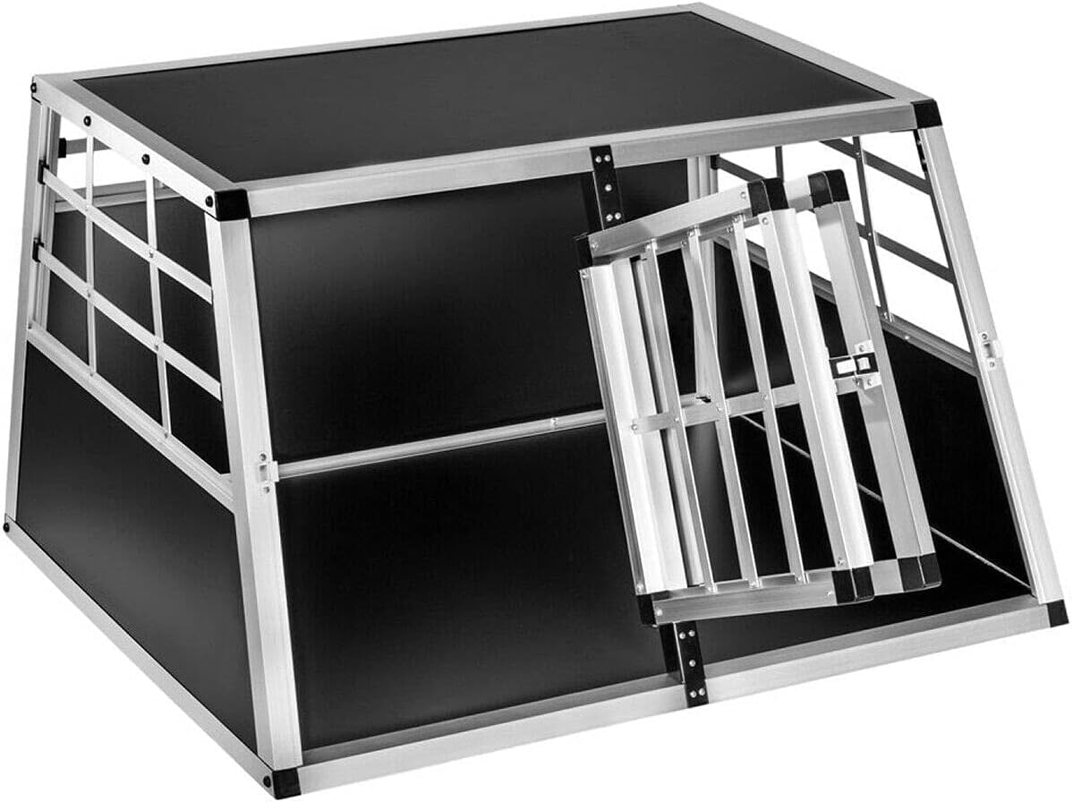 Chameleon Lightweight Aluminium Pet Car Travel Crate for Dog in Transport (Small Double Door Angled)