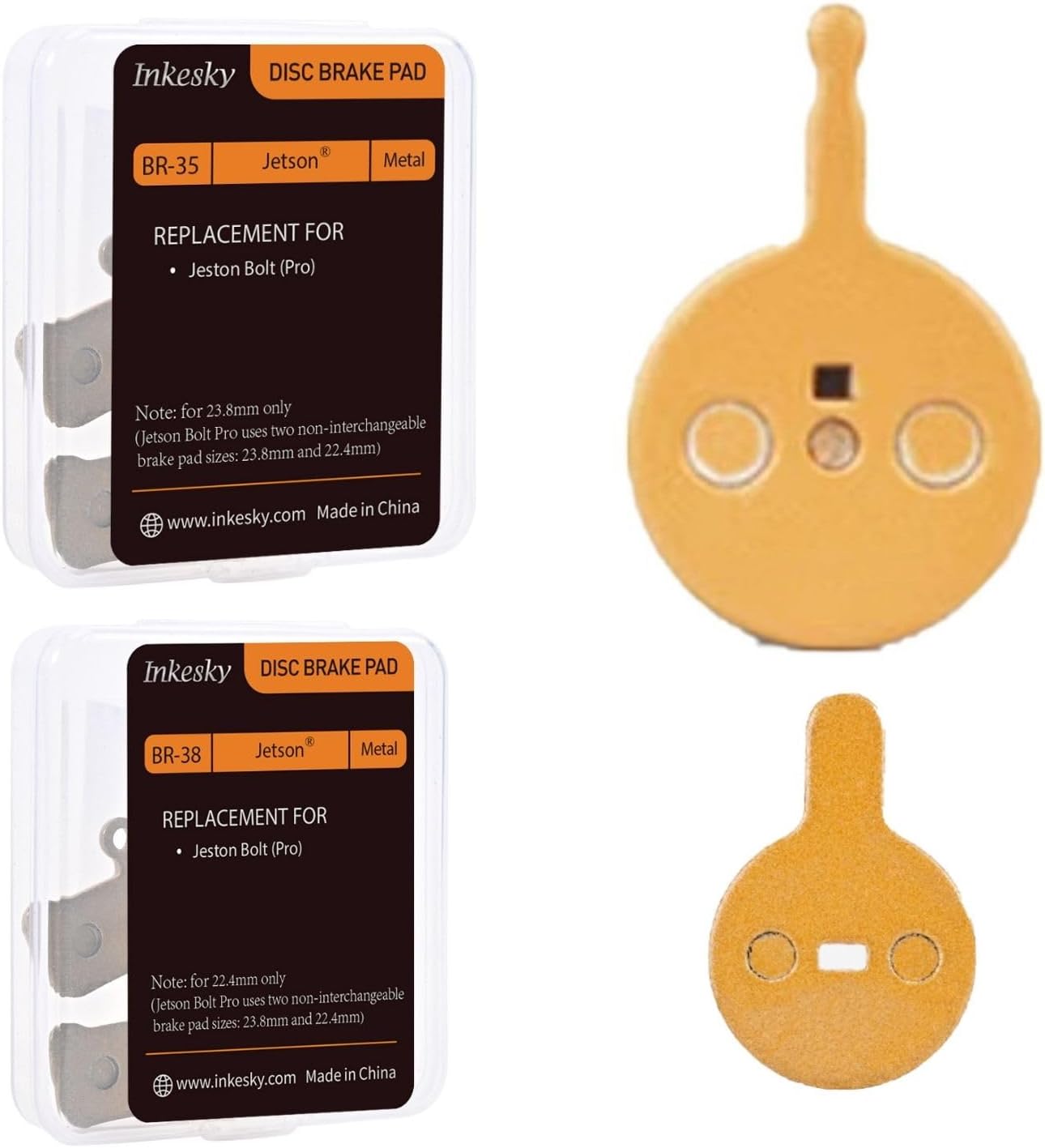 Brake Pads Compatible with Jetson Bolt Pro EBIKE (23.8mm / 22.4mm) - 2 Pairs (4 Pads)