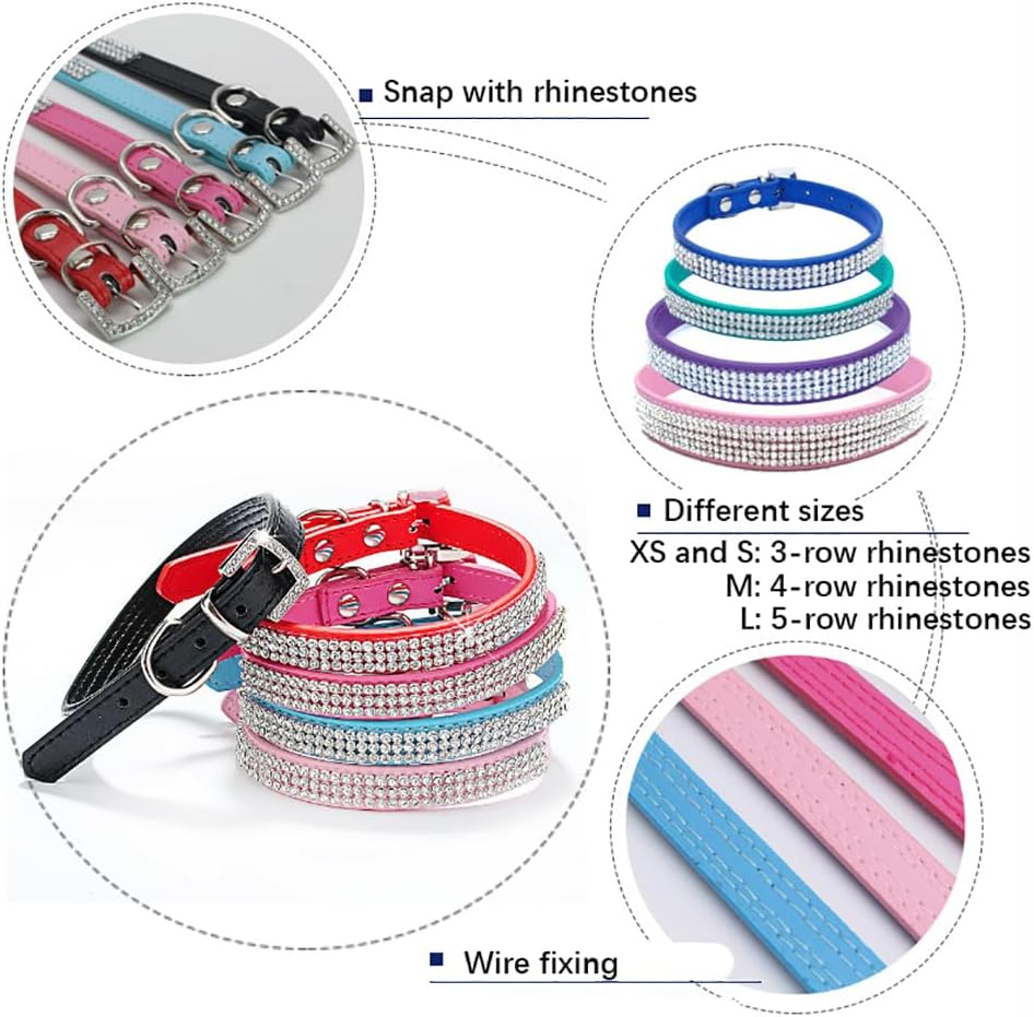 Rhinestone Dog Collars Fancy Diamond Dogs Collars Bling Puppy Collar, L image 5