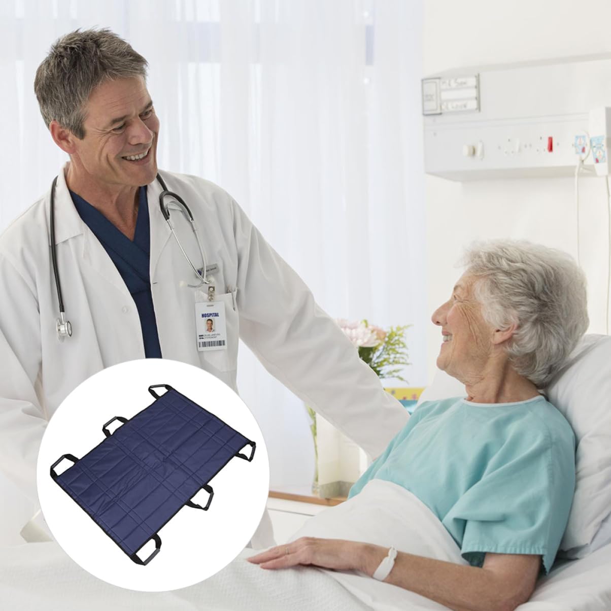 Healeved 1pc Nursing Transfer Pad for Patients Breathable Canvas Lifting Mat Handles and Lightweight Bed Transfer Sheet for Home and Hospital Use Supports up