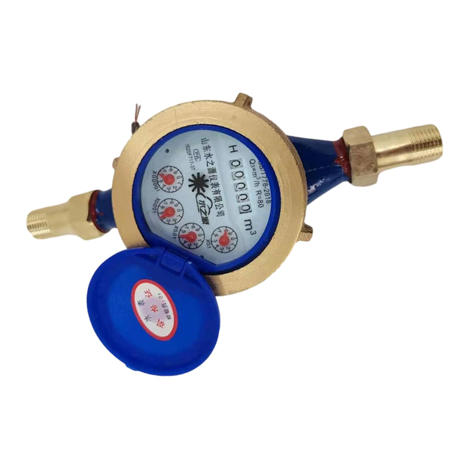 Jiapika Dn25 Mechanical Cold Water Meter With Wet Register Three-Pointer Readout, Threaded Brass Fittings And Meter Cover For Plumbing Rotary Vane Water Wet Register Threaded Cold Gauge Brass Line Reader Building
