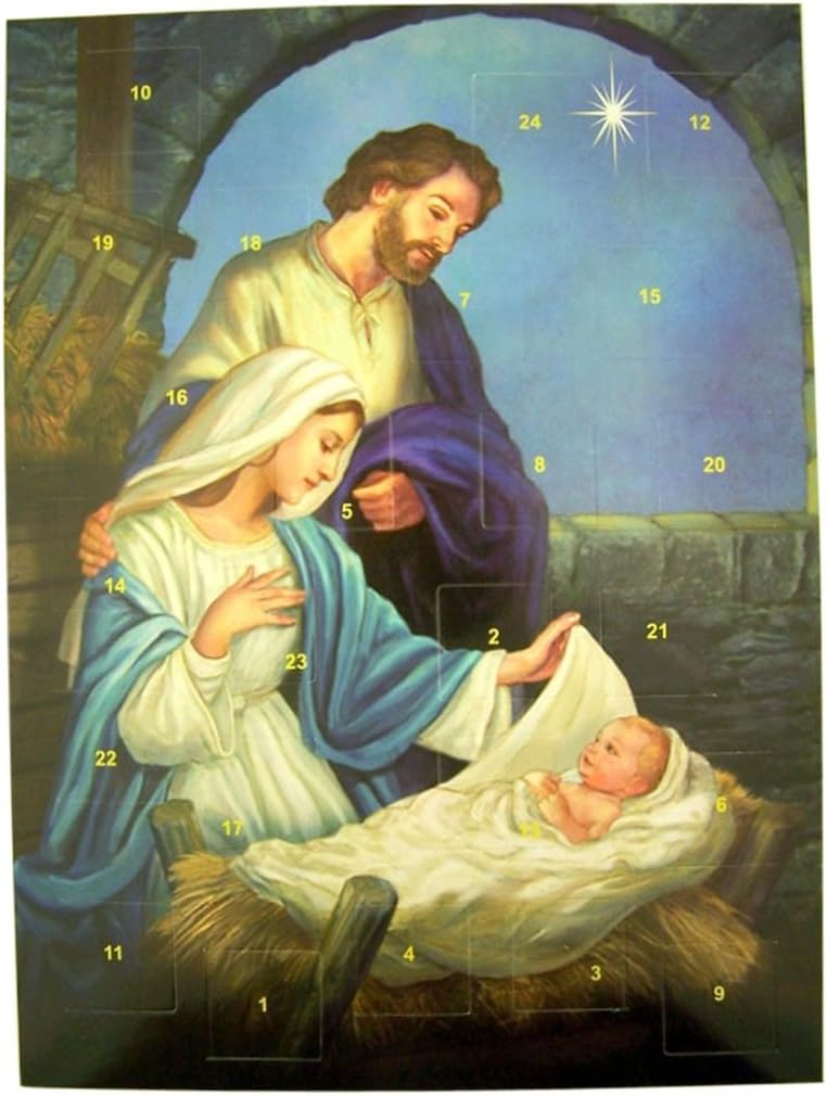 Come Let Us Adore Him Cardstock Advent Calendar with Die Cut Pull Tabs, 10 Inch, Single