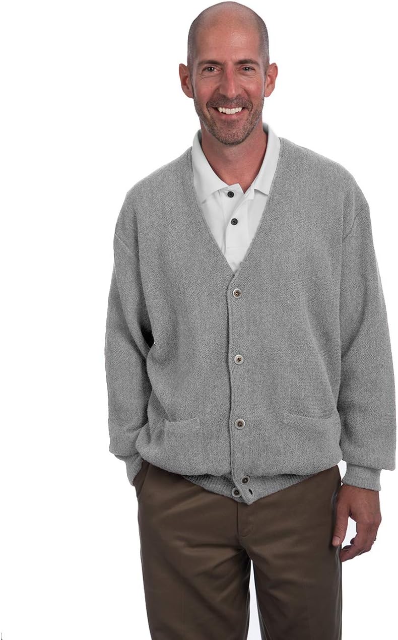 Alpaca Golf - Men's Button Down Golf Cardigan Sweater with Pockets - 100% Alpaca Wool