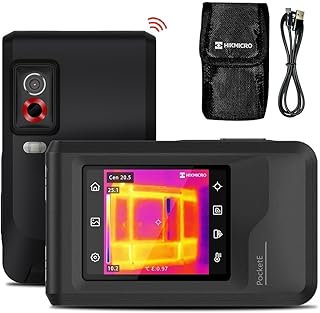 HIKMICRO PocketE Thermal Imaging Camera 240 x 240 SuperIR High Resolution with Visual Camera, 25 Hz Refresh Rate, Thermal Camera with Wi-Fi, 3.5" Touch Screen, 96 x 96 IR Resolution, -4°F to 662°F