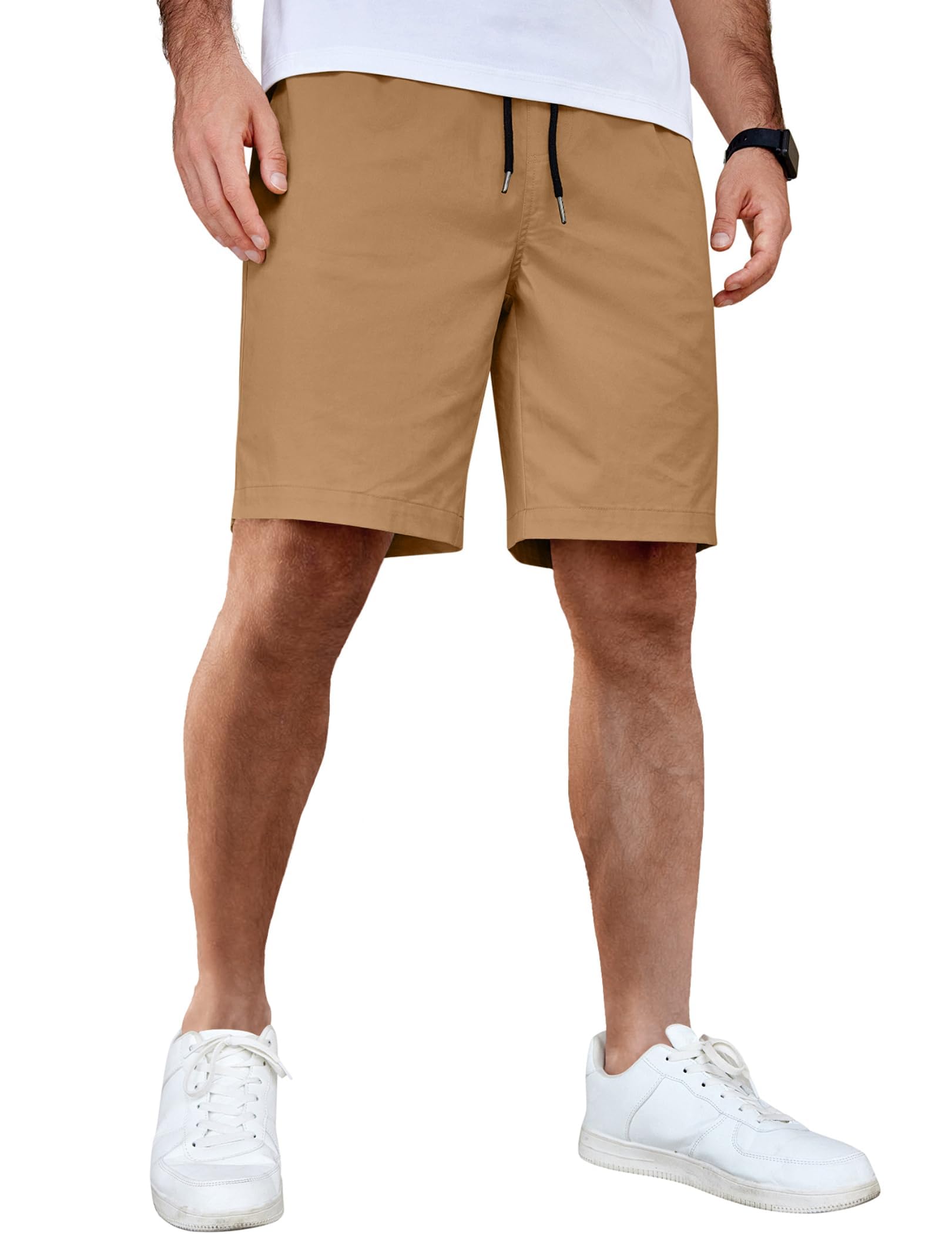 COOFANDY Herren Shorts Casual Baumwolle Kurze Hosen Chino Sommer Freizeithose Elastische Taille mit Taschen