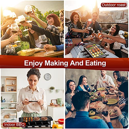 Omaiga Raclette Table Grill, Korean Bbq Grill Raclette Grill With 8 Paddles & 8 Spatulas, Electric Indoor Grill With Reversible 2-In-1 Non-Stick Grill Plate, Temperature Control & Dishwasher Safe, 1400W #TOP6