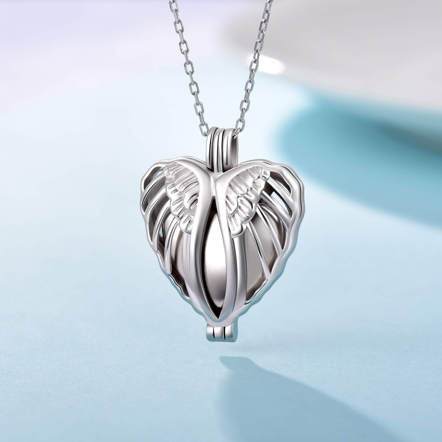 925 Sterling Silver Angel Wings Memorial Urn Locket Necklace for Ashes Jewelry Cremation Necklaces - Image 5