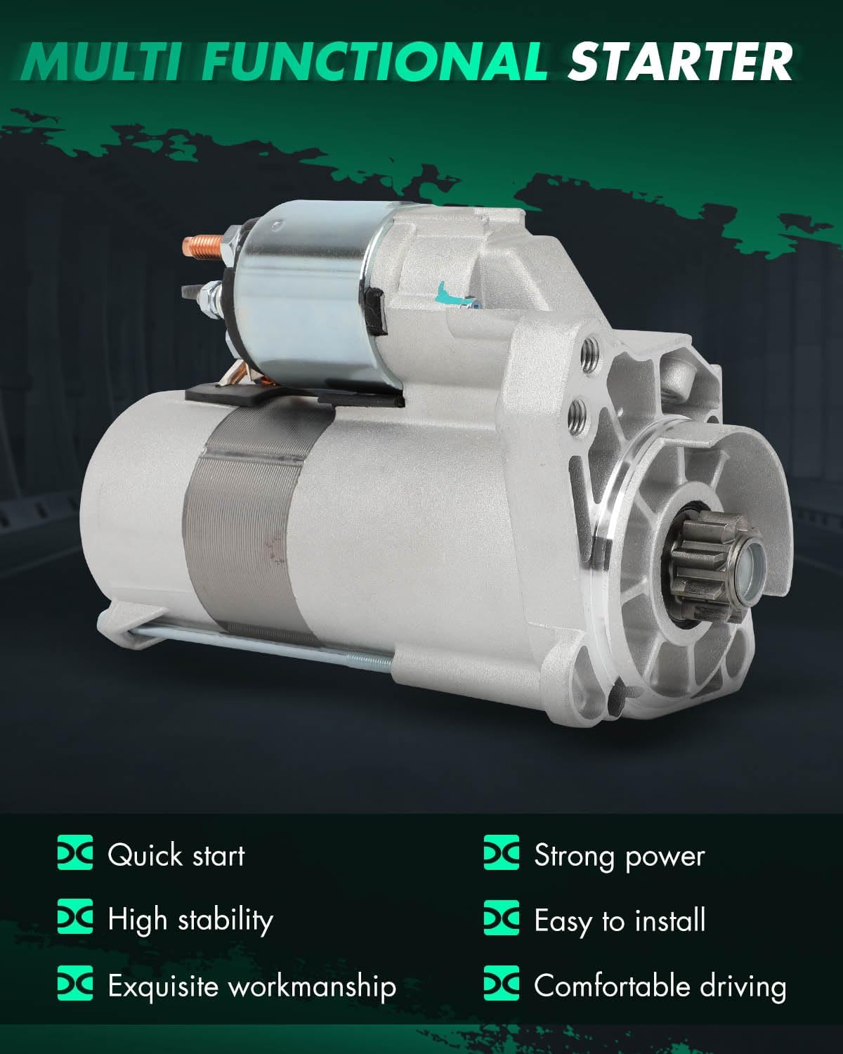 SCITOO Starter Motor 17888 for Volkswagen for Touareg 2004-2007 V8 4.2L & for Audi A8 Quattro 2004-2006 V8 4.2L A8 Quattro 2005-2007 W12 6.0L 12V 1.7KW 9-Tooth Clockwise 077911023J 1.7KW/ 12V CW 9T