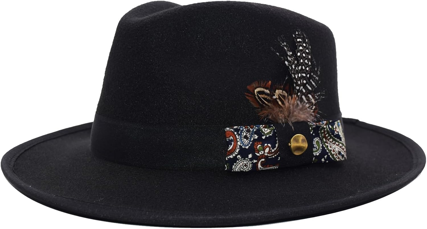 Classic Fedora Hats for Men Women Wide Brim Felt Hat Panama Dress Fedora Hat