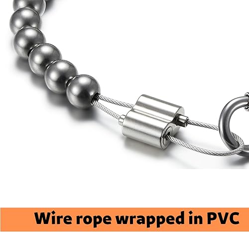 Miniatura 5 de Anillo de retención con cuentas para asta de bandera, longitud ajustable de acero inoxidable 304, pesos para anillos de retención inferior para