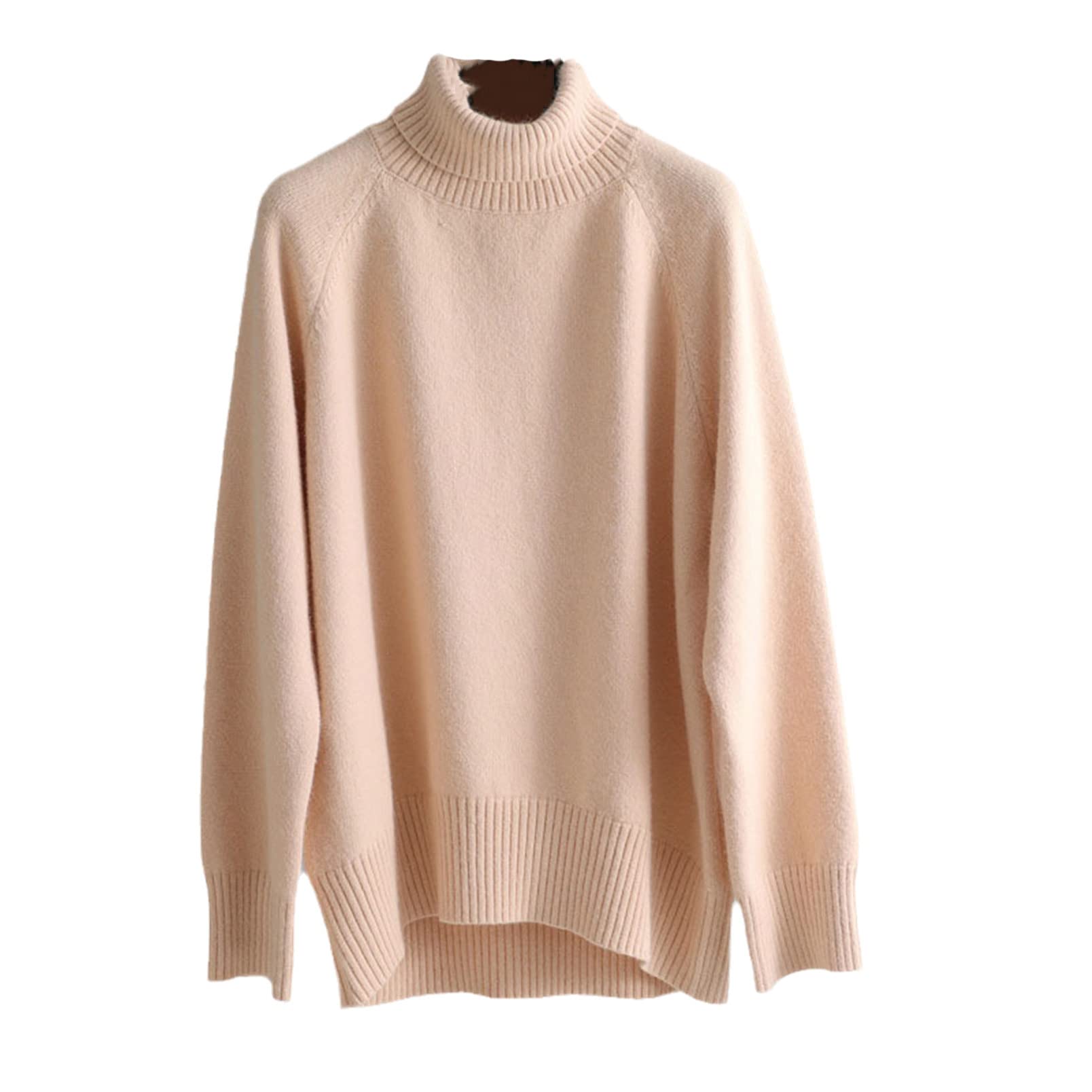 Suéter de lana de cuello alto para mujer, suéter de otoño e invierno cálido, suéter de manga larga, jersey suelto