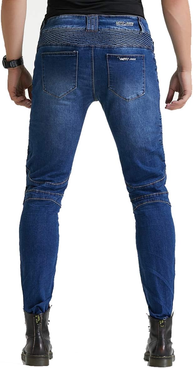 Takuey Biker Jeans for Men Motorcycle Motorbike Riding Pants with Protect Pads XS-XXXL