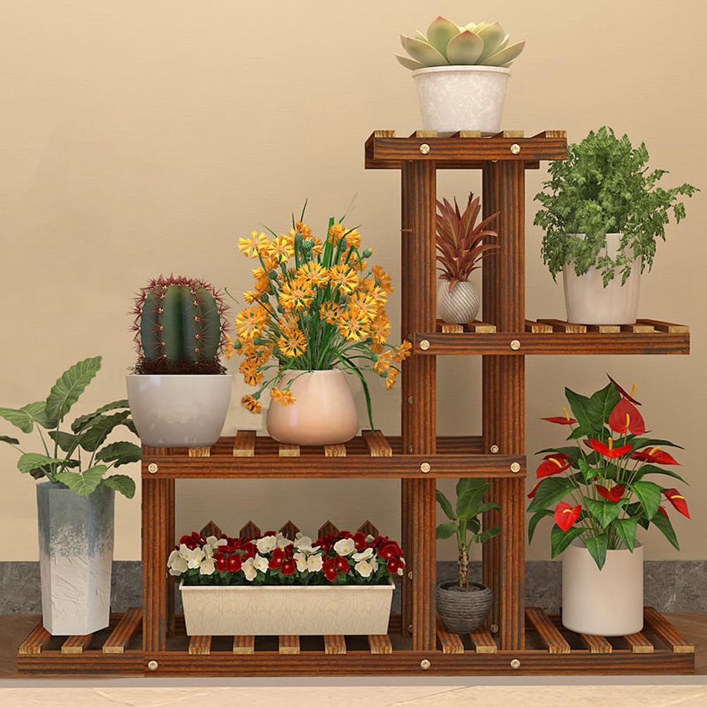 Amazon | 水槽棚底棚、多層実木ベランダリビング室内簡易植木棚植木棚
