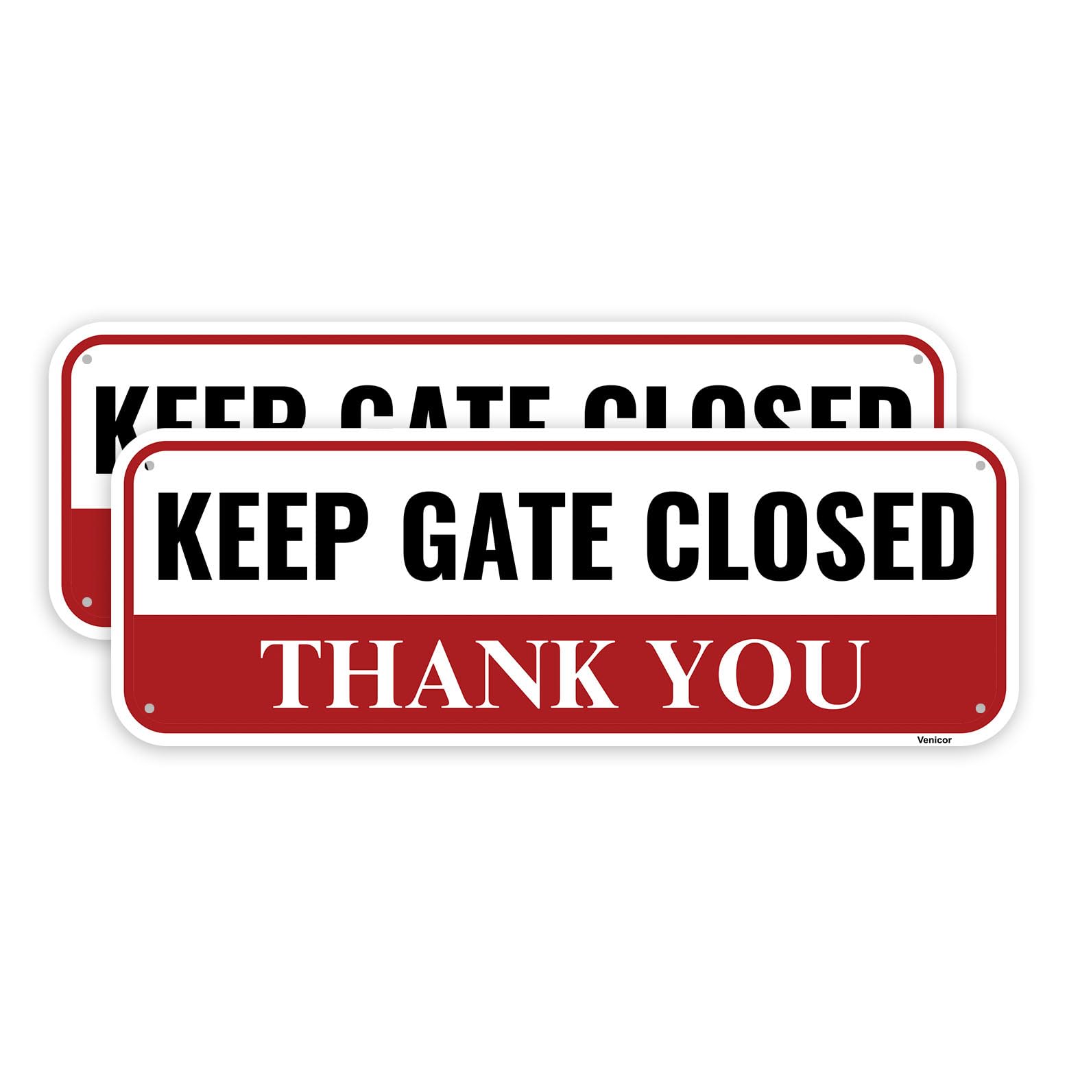 2 Pack Keep Gate Closed Sign, 12 x 8 Inches - Aluminum - Please Close Gate Sign/Without a frame