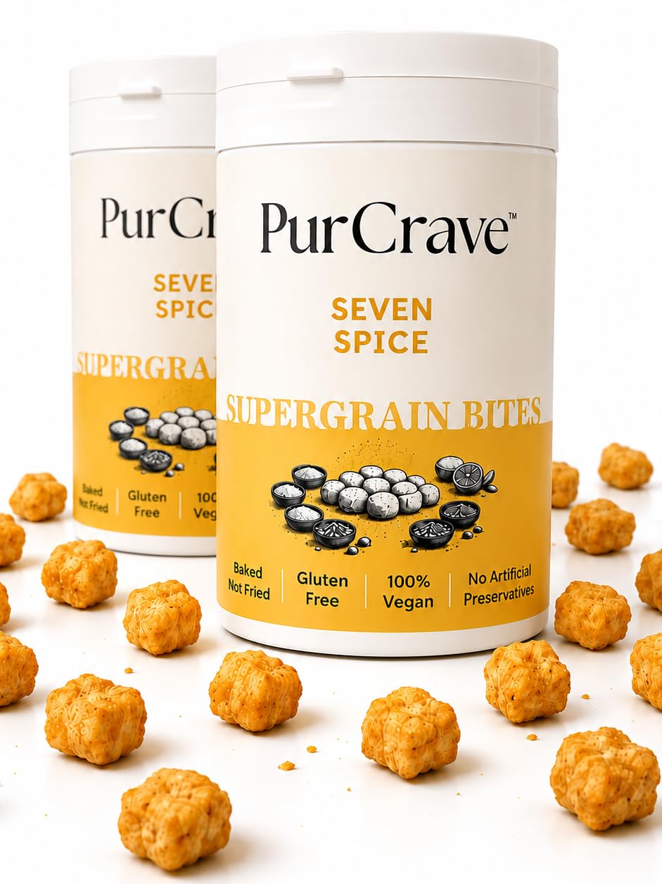 PurCrave™ Seven Spice Supergrain Bites, Pack of 2, 75g Each | Baked Not Fried, Gluten Free, 100% Vegan, No Artificial Preservatives, Quinoa, Oats & Sorghum-image-6