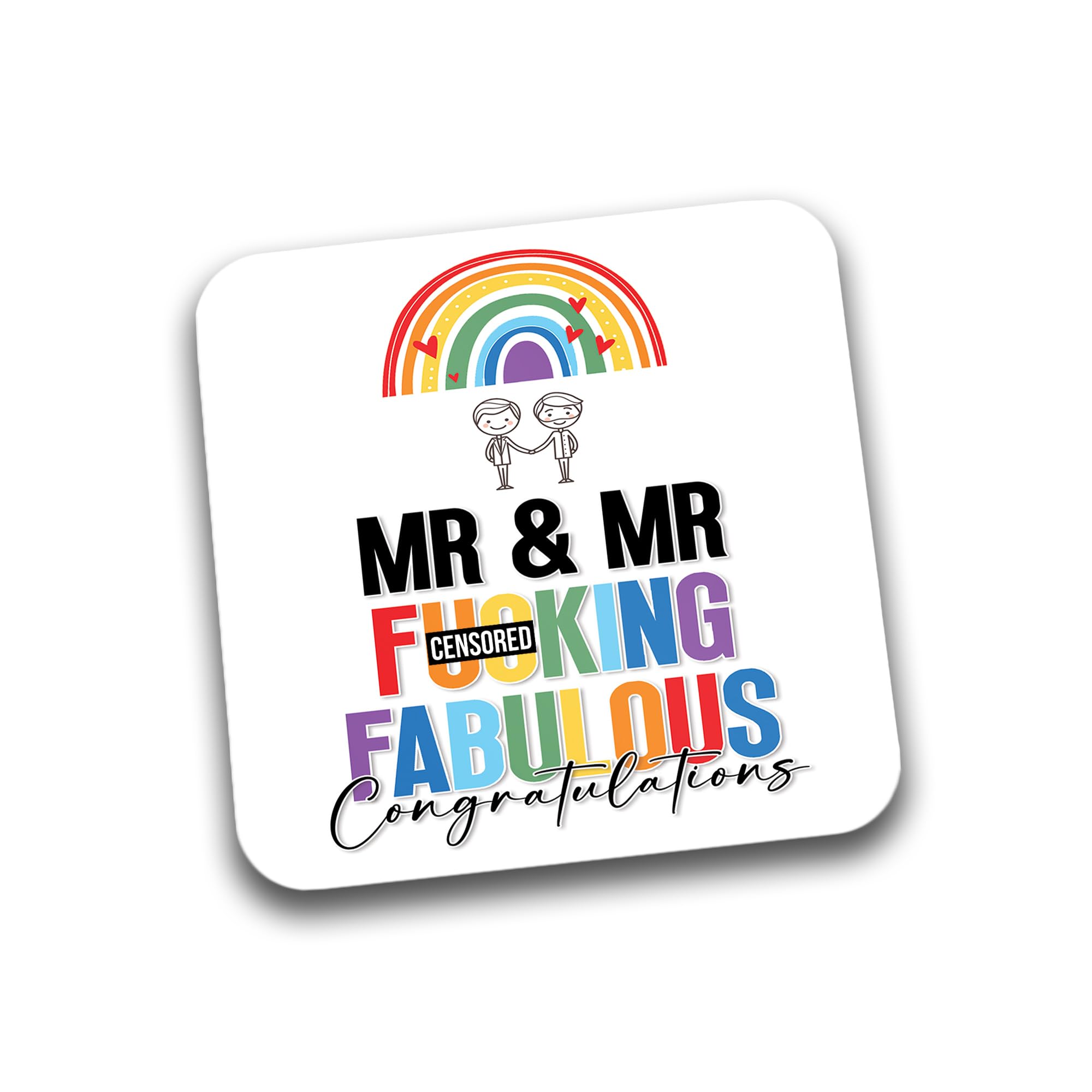 Rib Ticklerz - Funny Mug Coaster Novelty Gay Men Wedding Gift Mr & Mr F*cking Fabulous Congratulations Engagement Best Friend Marriage Wedding Newly Weds - DC158