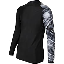 SLIMBELLE Men's Long Sleeve UPF 50+ Rash Guard Compression Shirt Quick Dry Surf Swimming Fishing Hiking Shirts T-Shirt Waves Blue