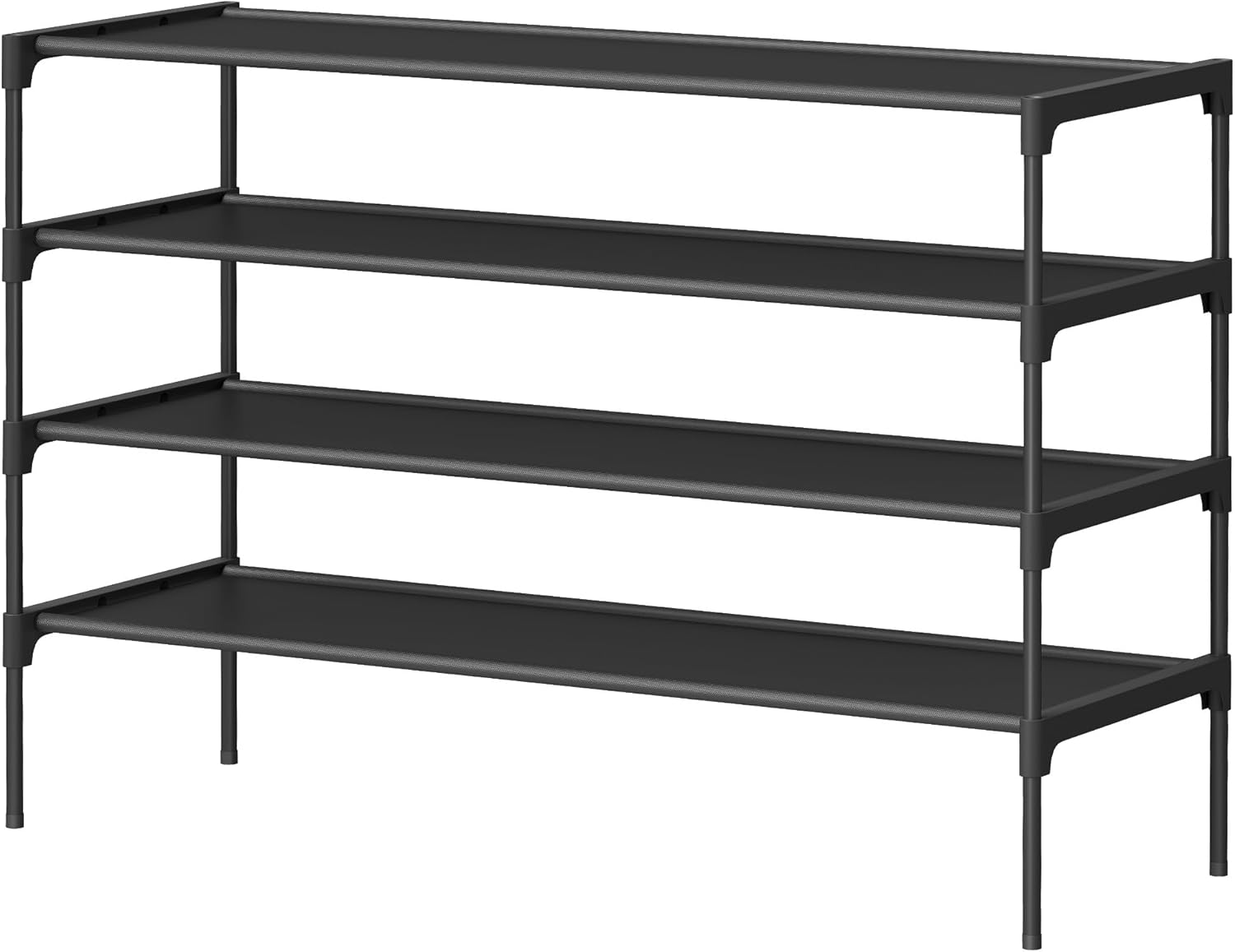 SONGMICS 4-Tier Shoe Rack, Shoe Storage Organiser, Hallway, Space-Saving, 29.7 x 91.8 x 70.5 cm, Metal Frame, Non-Woven Fabric Shelves, Ink Black LSH034BH01