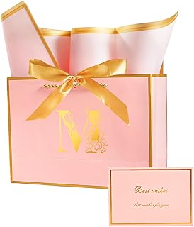 JEKUGOT Birthday Gift Bag for Women, Pink Medium Gift Bags f