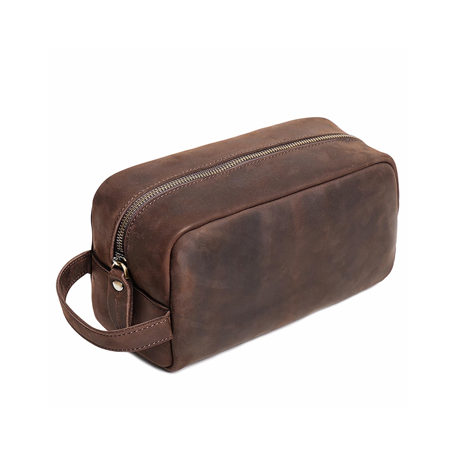 Neceser de Piel I Neceser de Piel para Hombre y Mujer I Neceser de Viaje para cosméticos o Afeitado I Marrón Vintage