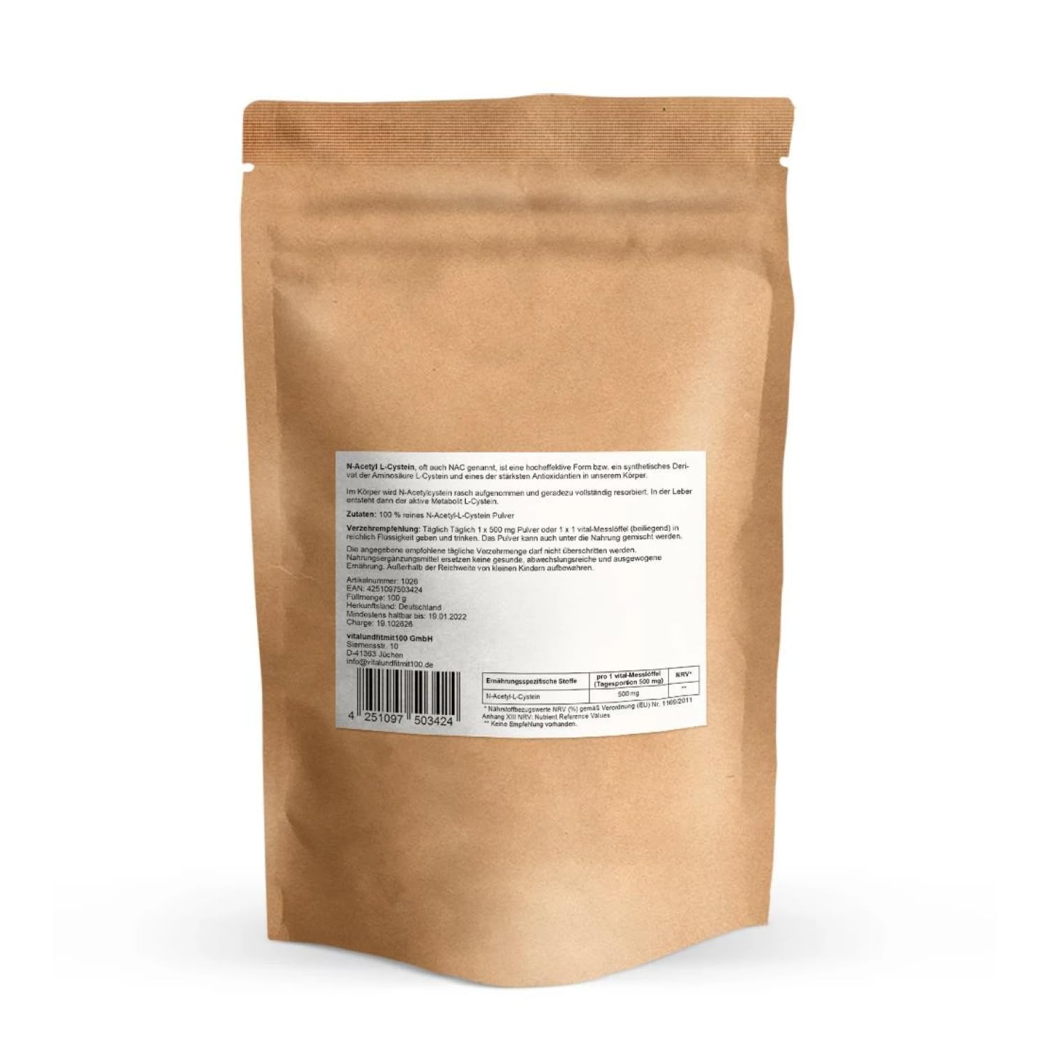 N-Acetyl-L-Cystein Pulver 200 g (2 x 100 g) - NAC - schwefelhaltige Aminosäure - hochdosiert - Fermentationsgewinnung - vegan und rein - OHNE Hilfs- u. Zusatzstoffe - Deutsche Herstellung