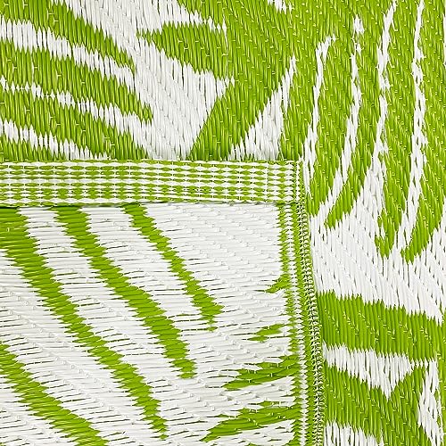 Tapis terrasse grand format design palmier vert et blanc chic - 7