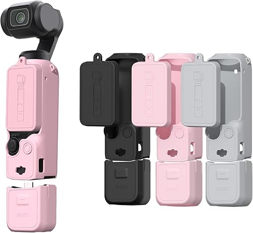 BRDRC Funda de silicona para bolsillo 3, protector de lente resistente a los arañazos, compatible con DJI OSMO Pocket 3 Accesorios (rosa)