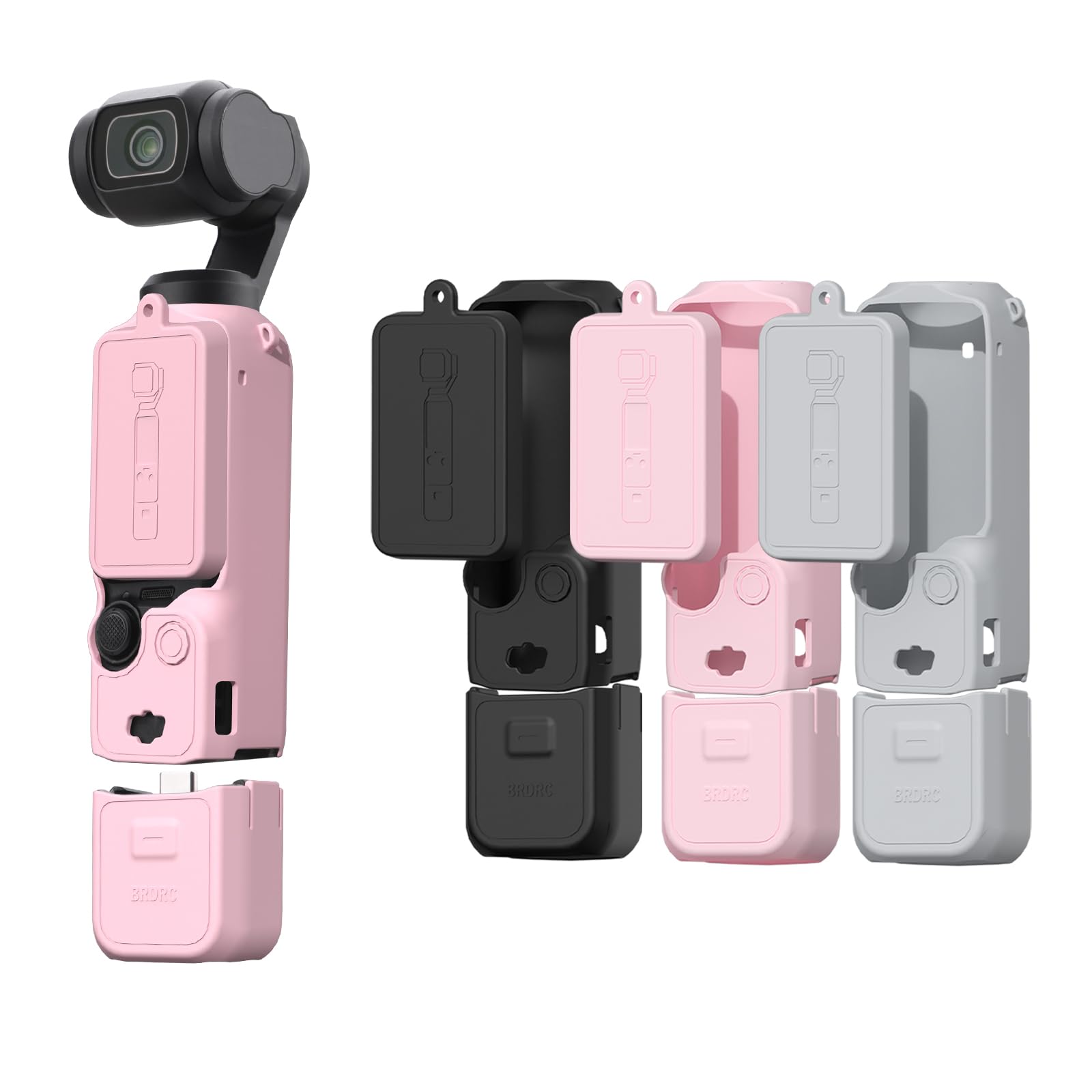 Funda de silicona Pocket 3 rosa y protector de lente antiarañazos para cámara DJI OSMO Pocket 3 8