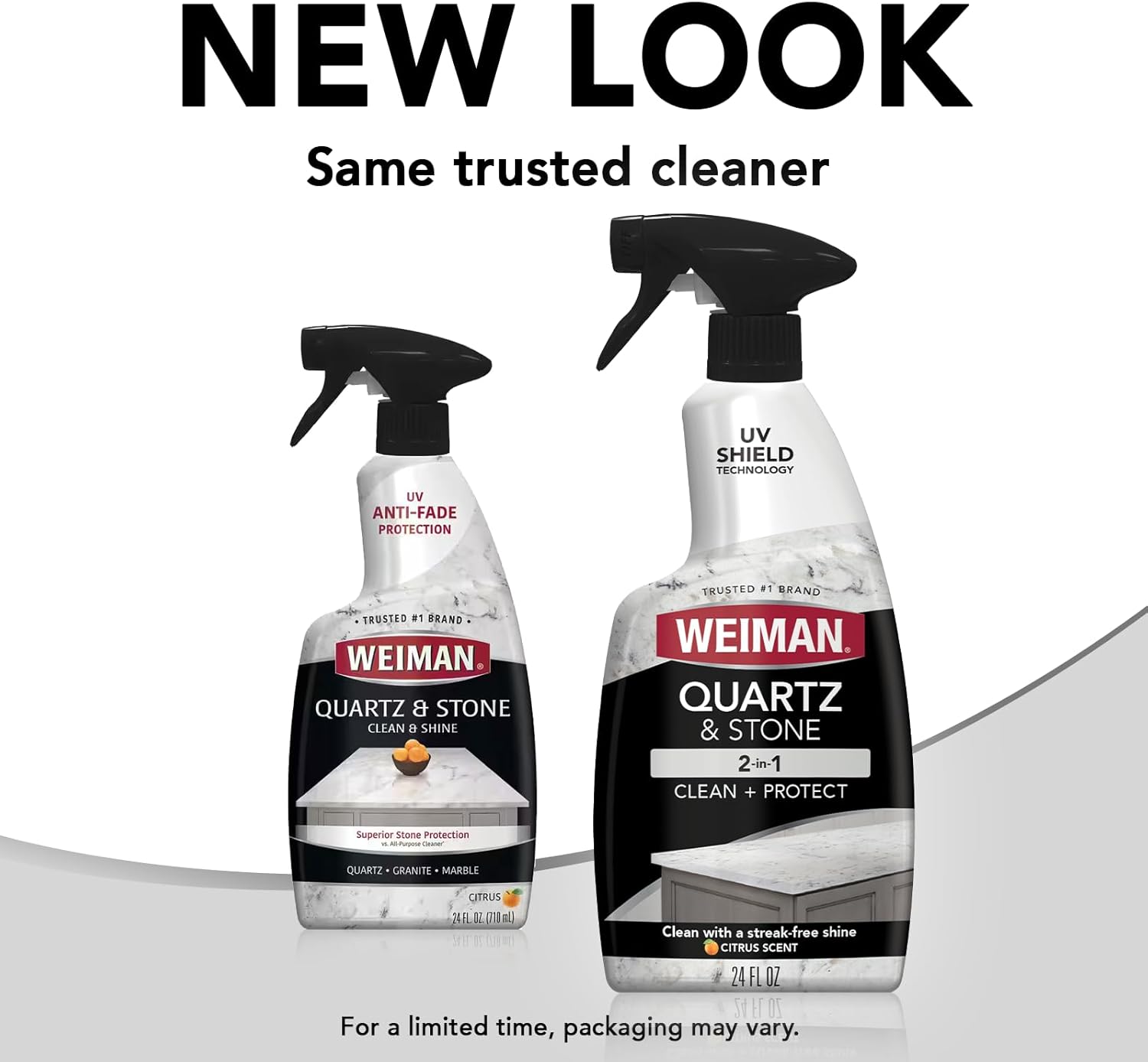 Weiman Quartz Countertop Cleaner and Polish - Clean and Shine Your Countertops Islands and Stone Surfaces with UV Protection, 24 Ounce with MicroFiber Towel, 2 Pack
