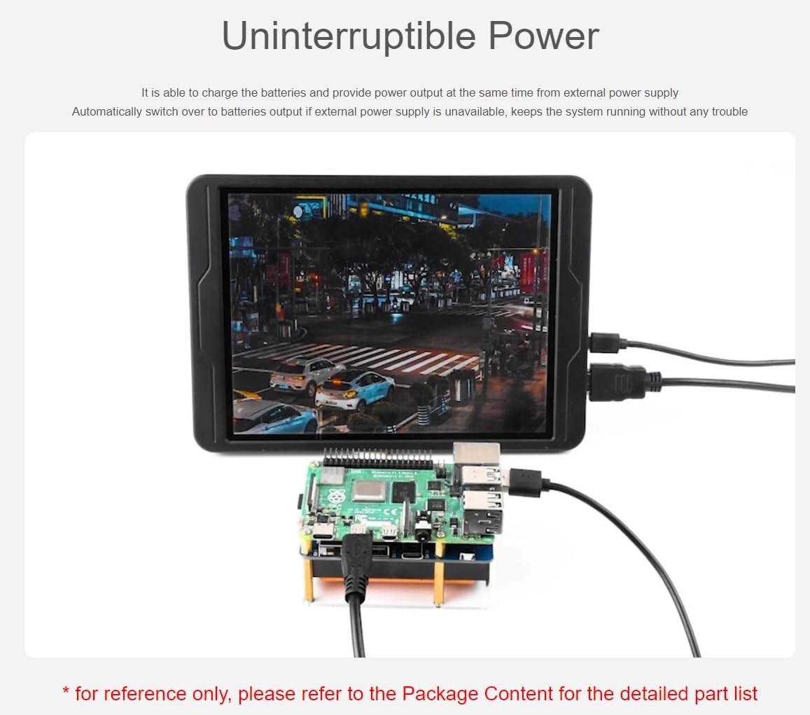 TUOPUONE UPS HAT (D) Compatible with Raspberry Pi 5V Uninterruptible Power Supply Pogo Pins Connecto Supports Pi 3 / 3B+ / 4B