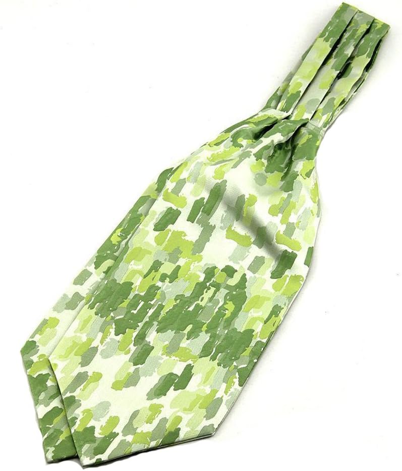 Men's Ascot Paisley Floral Jacquard Woven Gift Cravat Necktie (Green)