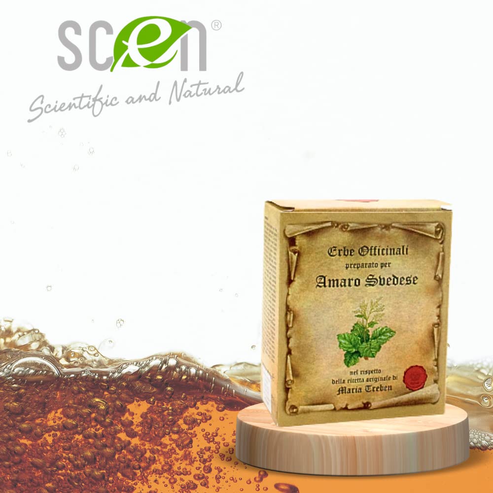 SCEN Preparato per FARE Amaro Alle Erbe Svedesi Ricetta Amaro Svedese Maria Treben Originale Digestiva Diuretica Drenante 100% Naturale 90,02 grammi per Ottenere 1,50 litri di Bevanda